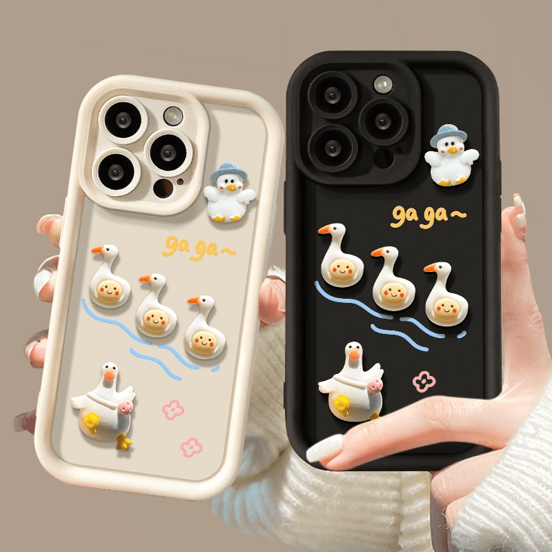 适用iPhone14手机壳新款vivo磨砂肤感oppo防摔华为小米可爱立体鸭