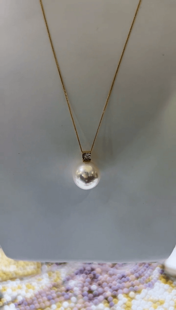 【闪购商品】淡水珍珠颈饰18K金镶嵌特选喜马拉雅白雪珠吊坠15mm