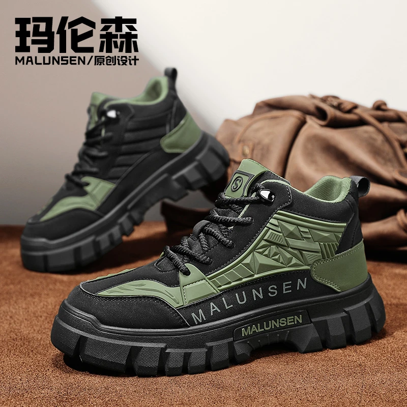 马丁靴男款秋季2024新款春秋英伦复古中帮工装鞋休闲男士靴子短靴