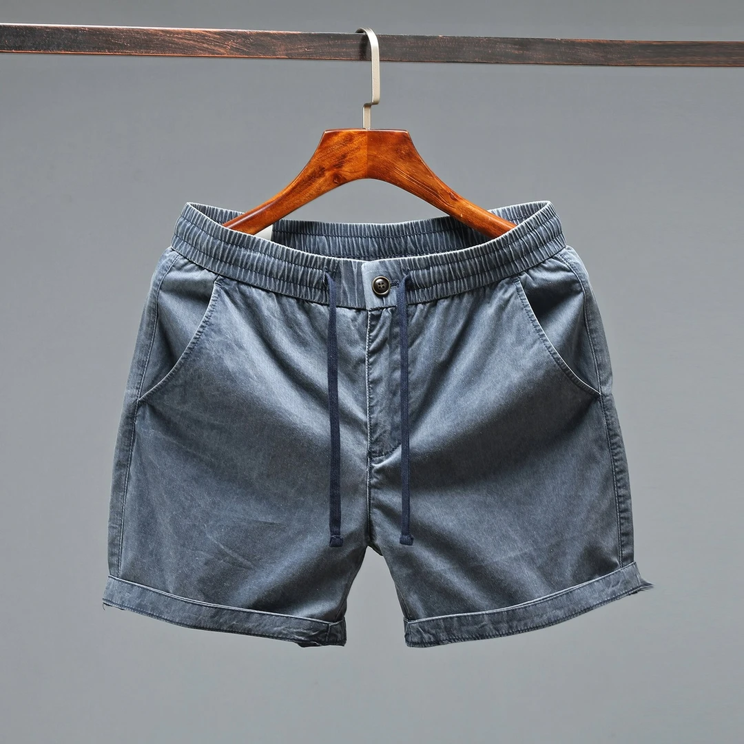 新款夏季男士美式三分复古高档短裤男休闲外穿爆款看球清凉弹力