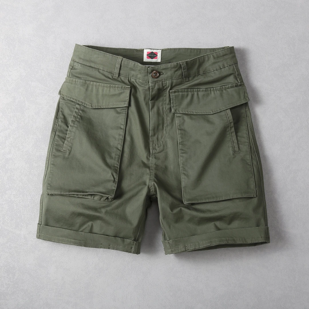 夏季男士多口袋工装短裤五分裤时尚百搭宽松直筒休闲纯色白色韩版