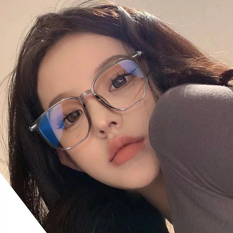 防蓝光近视眼镜女素颜神器透明灰轻大框显瘦高颜值平光镜男韩系