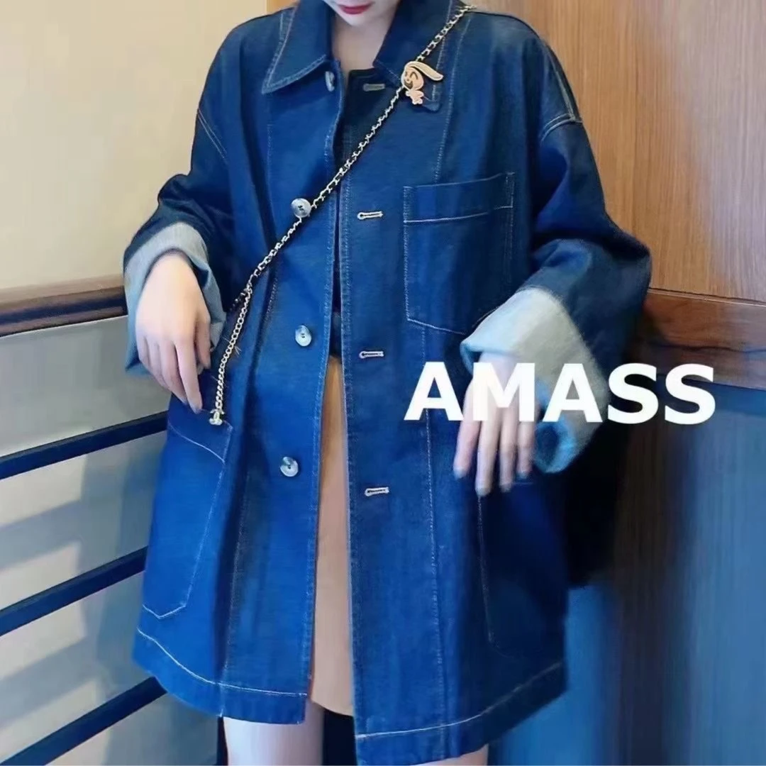 AMASS/阿玛施 韩版休闲百搭宽松大牛仔外套5400596时尚翻领洋气