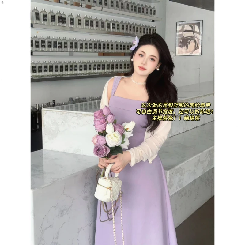 现货1【嘎嘎】02210C+04188C 胖mm气质开衫显瘦时尚性感黑色连衣裙