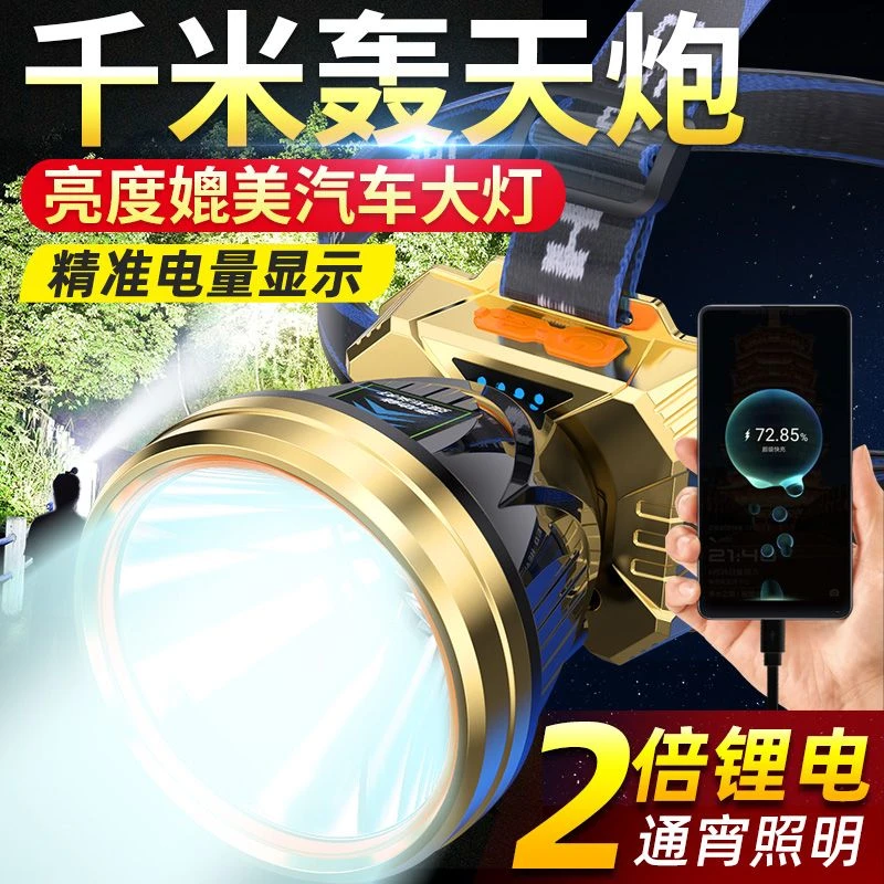 P900头灯强光可充电防水超亮头戴式夜钓灯工地矿灯超长续航手电筒