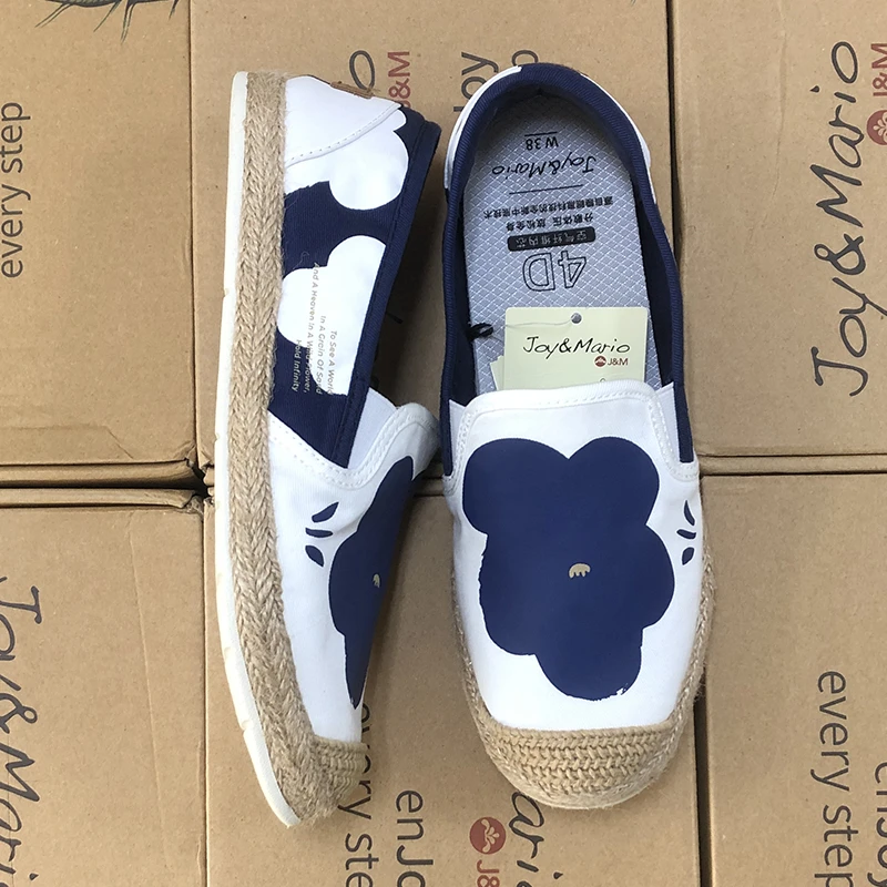 J&M/快乐玛丽平底帆布鞋一脚蹬渔夫鞋小白鞋轻便舒适女鞋72253W