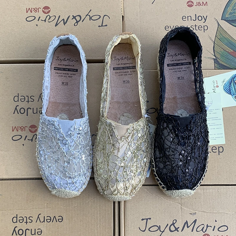 J&M/快乐玛丽休闲布鞋网面透气渔夫鞋一脚蹬女鞋平底懒人鞋05080W