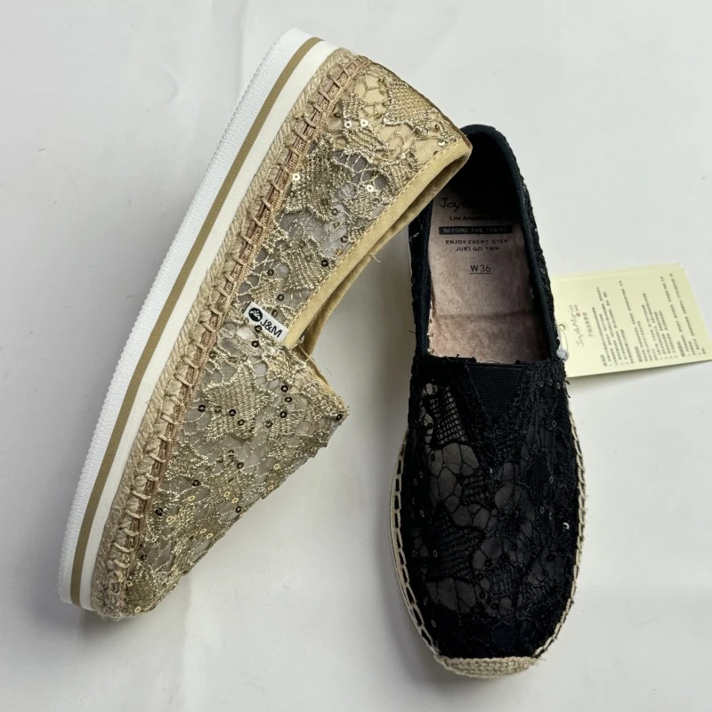 J&M/快乐玛丽气质款蕾丝网纱渔夫鞋女鞋51376W