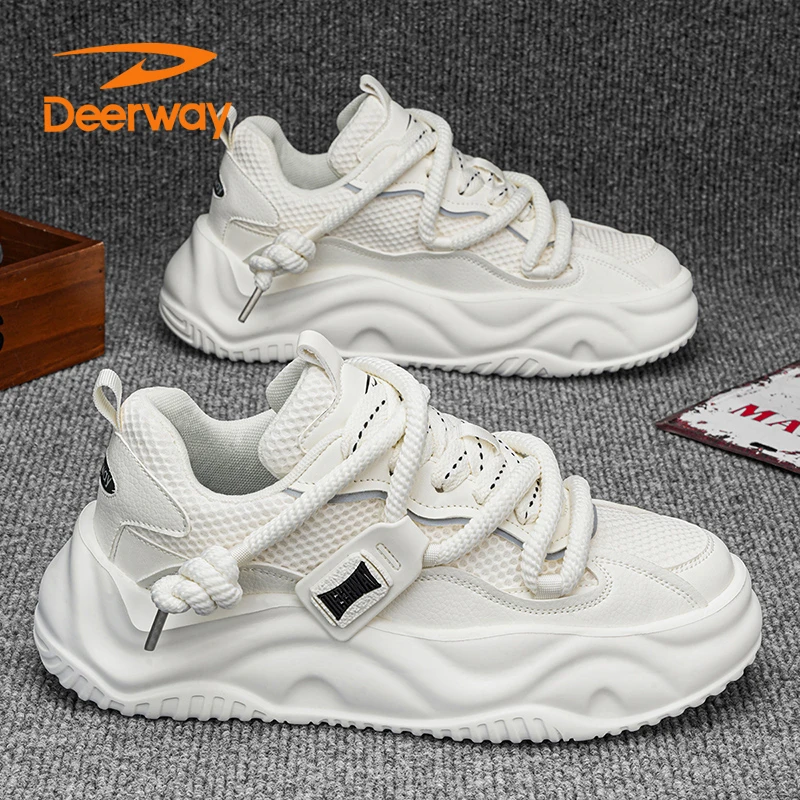 德尔惠夏季男鞋雅丹风网面透气面包鞋防臭厚底潮流增高减震运动鞋