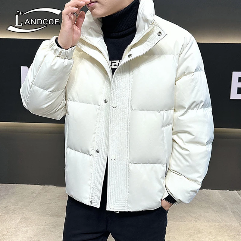 LANDCOE冬季羽绒服男款休闲立领加厚短款面包服冬装外套青年帅气