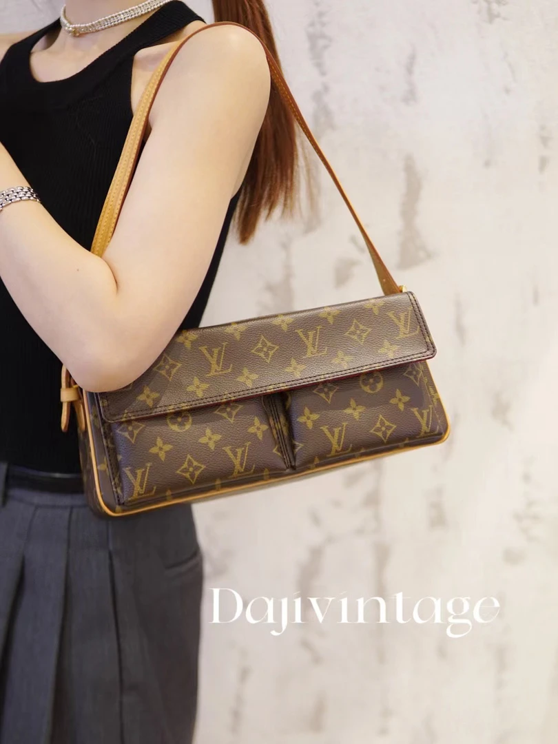 95新 LouisVuitton/路易威登 大吉中古/老花小骆驼单肩包（双肩带