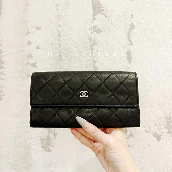 大吉中古/CHANEL香奈儿黑银长款钱包