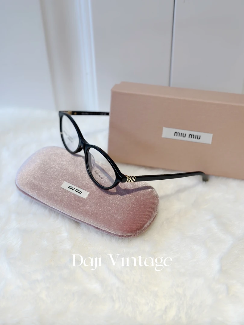 全新未使用 MIU MIU/缪缪 大吉中古/Miumiu缪缪09XVF椭圆平光眼镜