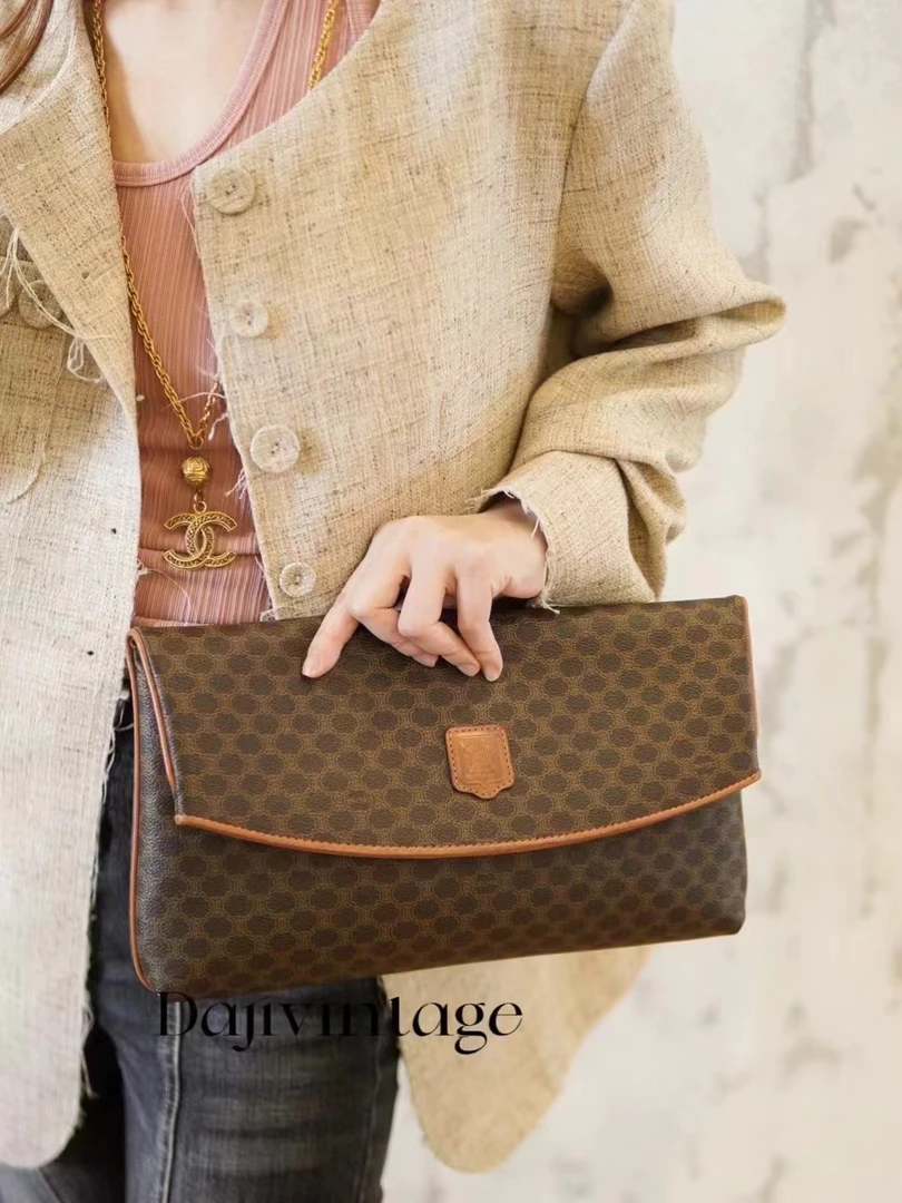 95新 Celine/思琳 大吉中古/Celine瑟琳中古老花手拿包斜挎包