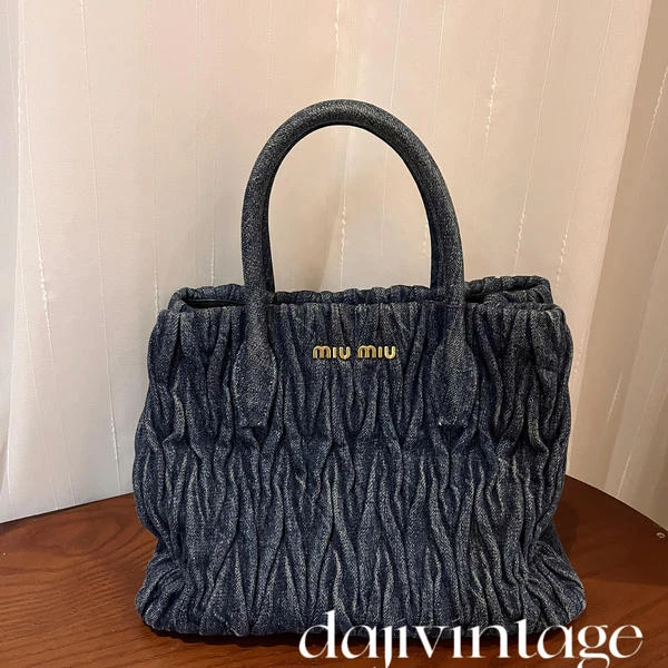 大吉中古/Miumiu缪缪丹宁褶皱手提斜挎包