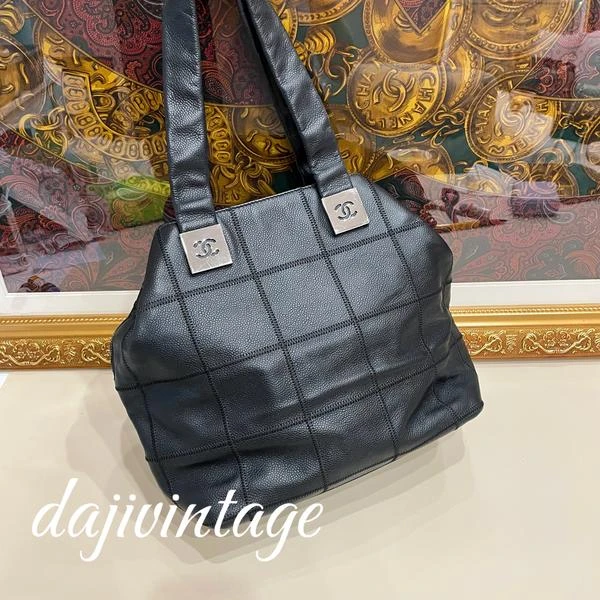 大吉中古/Chanel香奈儿黑银冰格单肩包
