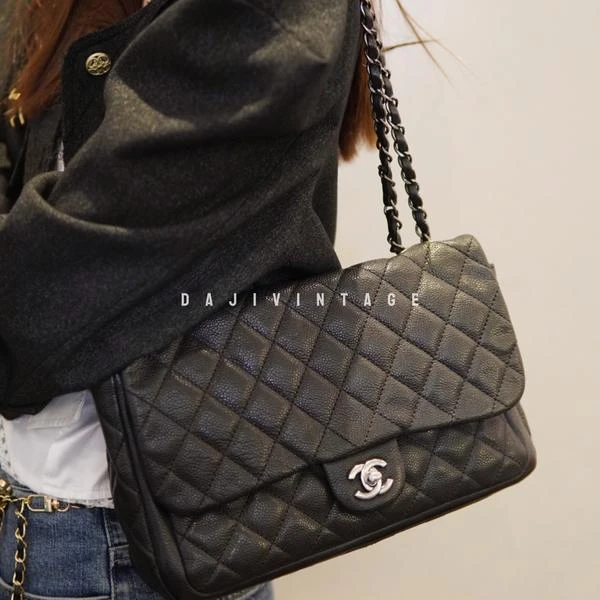 大吉中古/chanel香奈儿黑银复古小机场包