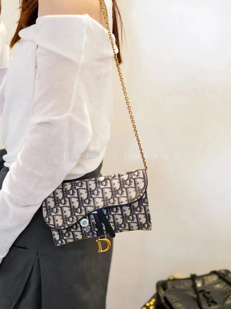 95新 DIOR/迪奥 大吉中古/DIOR迪奥蓝老花woc斜挎包无子包