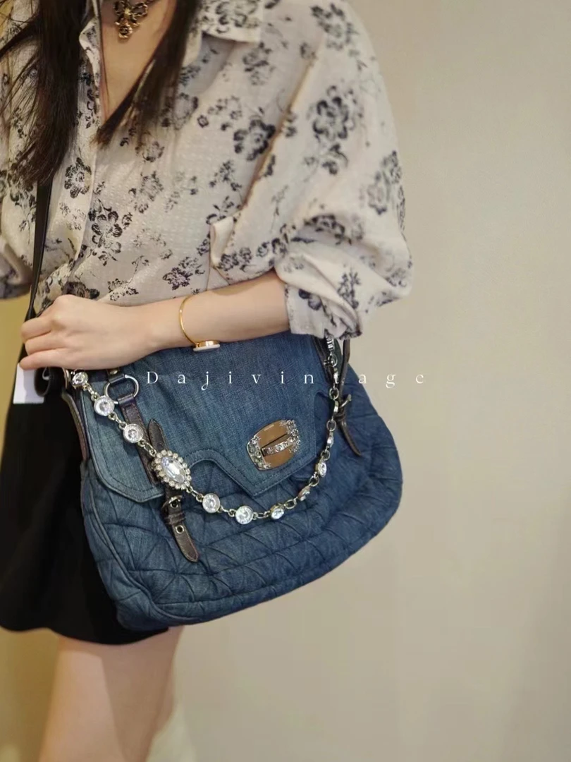 95新 MIU MIU/缪缪 大吉中古/miumiu丹宁大邮差包