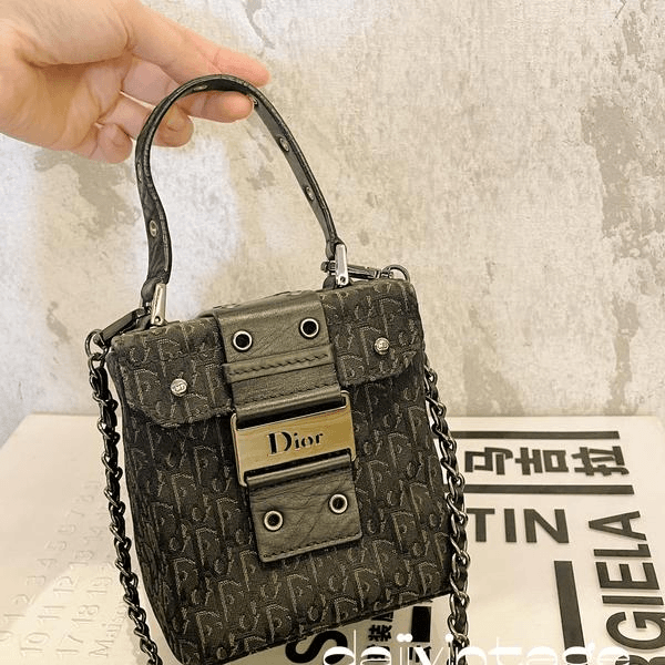 大吉中古/Dior黑老花方盒子斜挎包