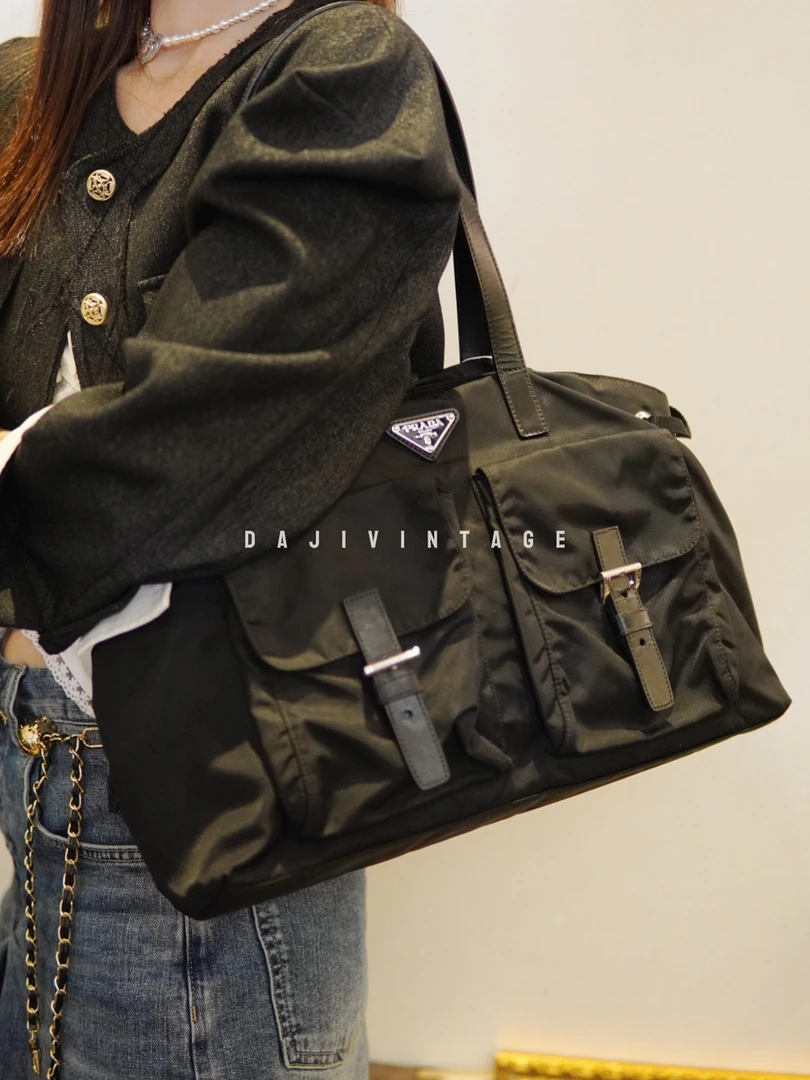 95新 Prada/普拉达 大吉中古/Prada普拉达双口袋单肩包