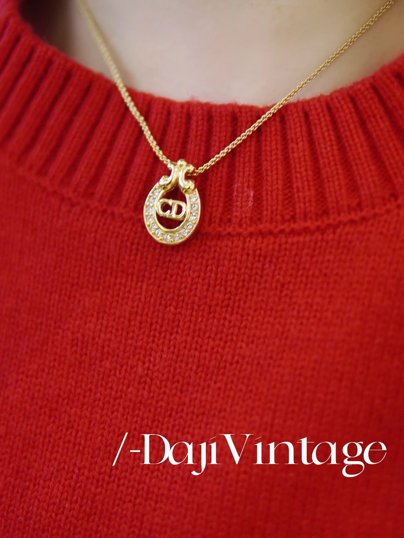 95新 DIOR/迪奥 大吉中古/Dior迪奥椭圆镶钻CD字母项链