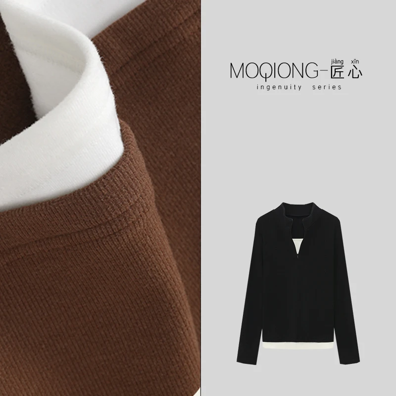 【墨琼·匠心】“不可思议”假两件百搭长袖套头上衣 9020