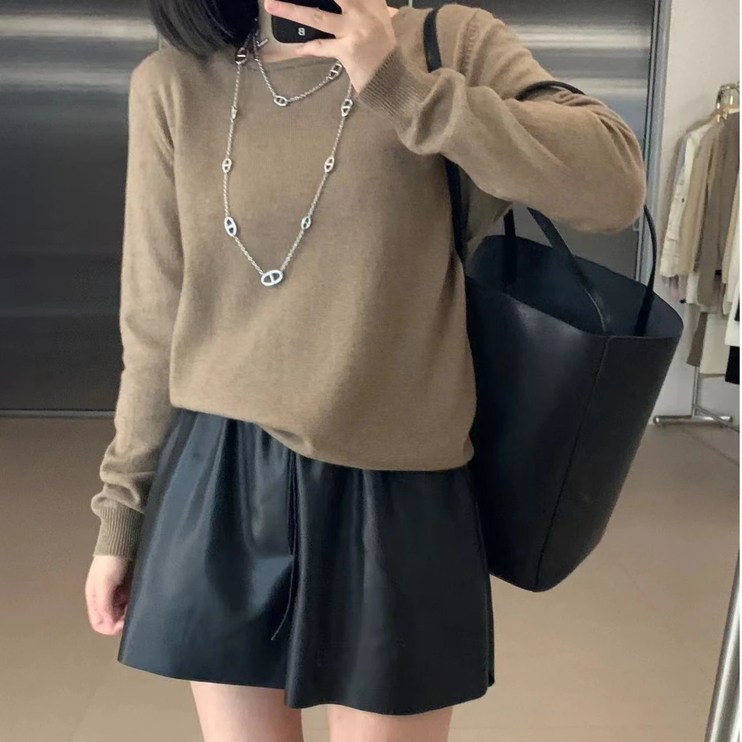 【漪漪私服】B*C圆领珠链100山羊绒打底衫长袖百搭时尚减龄