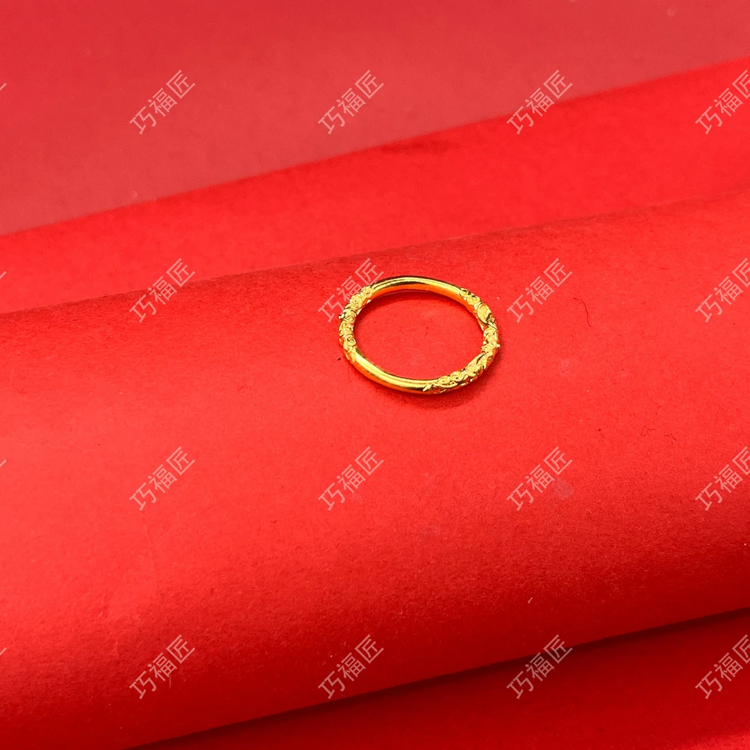 足银戒指 卷草纹戒指  简约经典磨砂指环时尚实心单圈素款百搭