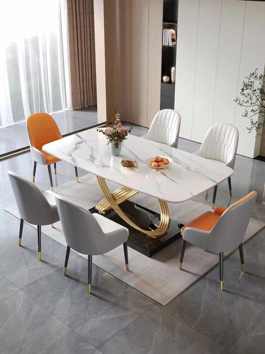 岩板餐桌简约餐桌方桌吃饭桌西餐桌亮光岩板方桌小户型家用餐桌椅