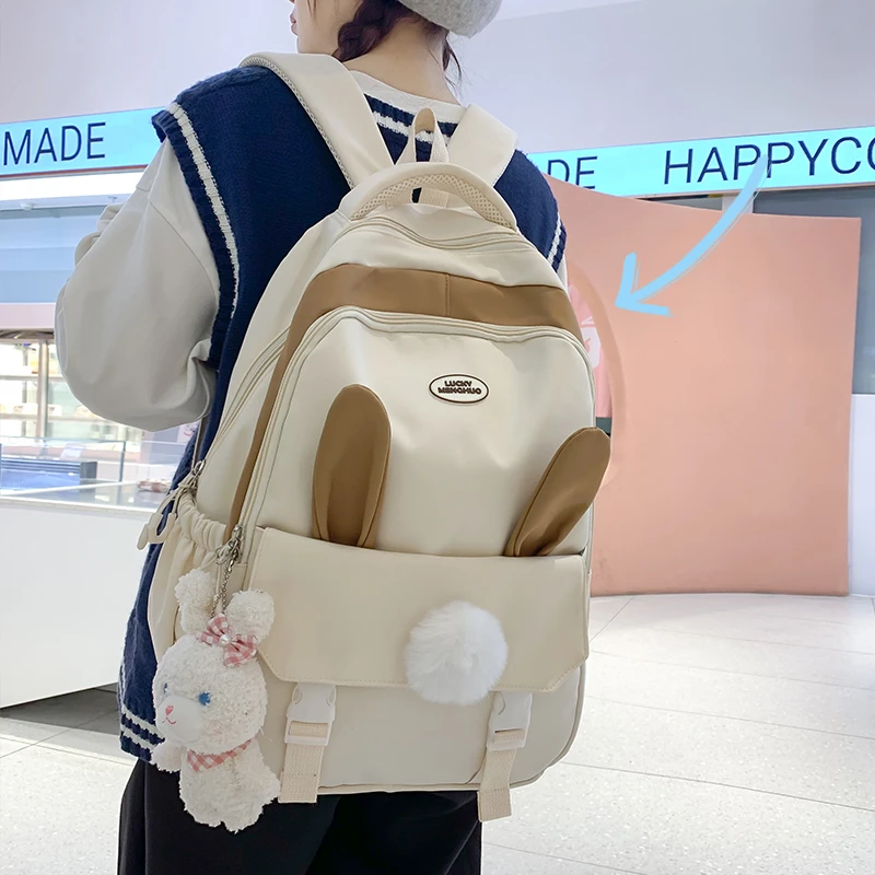 书包女初中生简约ins风高颜值小学生双肩包大容量中学生轻便背包