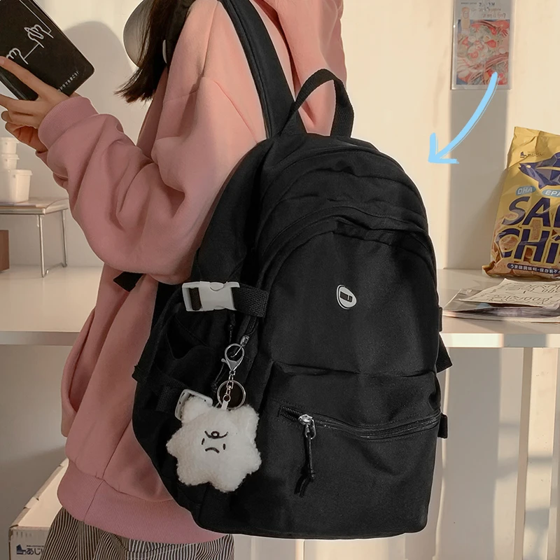 书包女初中生简约ins风大容量韩版高中双肩包大学生旅行轻便背包