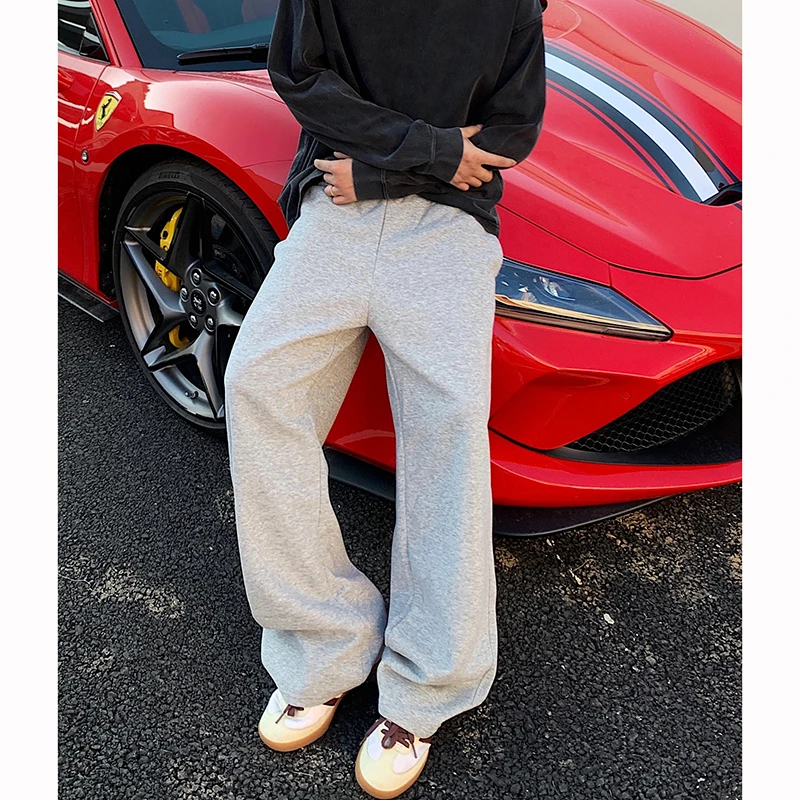 新款重磅男女同款百搭纯色休闲宽松简约情侣卫裤