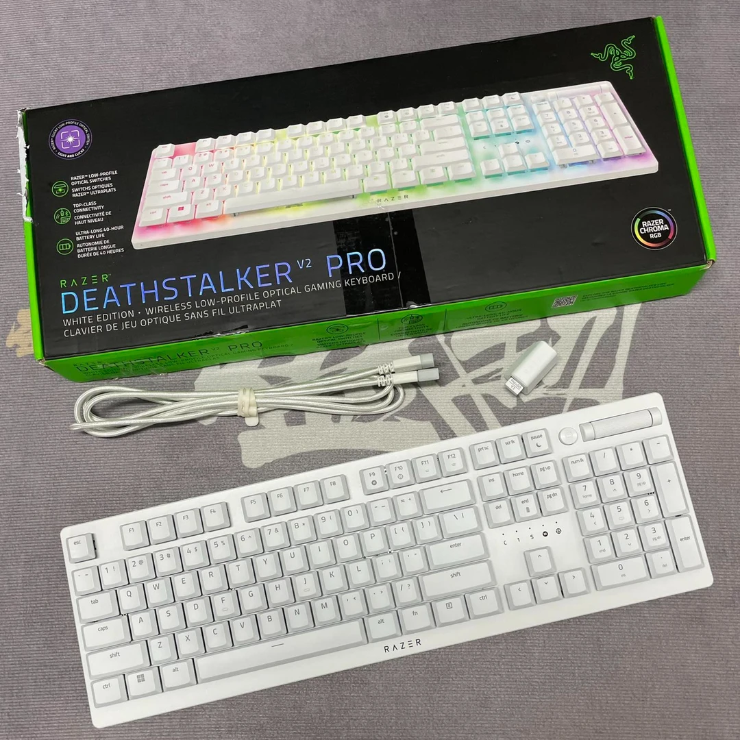 99新 Razer/雷蛇 噬魂金蝎V2无线版光学矮轴机械键盘RGB灯效超薄