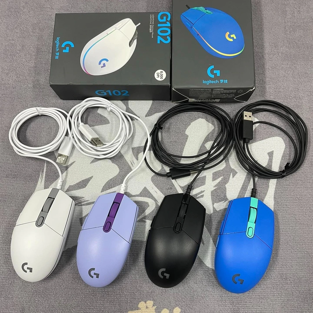 99新 Logitech/罗技 G102便携鼠标 RGB 轻量化设计有线办公电竞