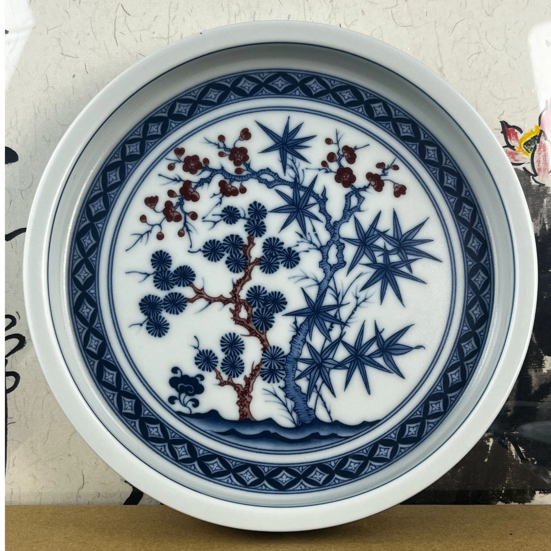 景德镇陶瓷青花釉里红松竹梅兰盖碗壶承家用高级茶具套组