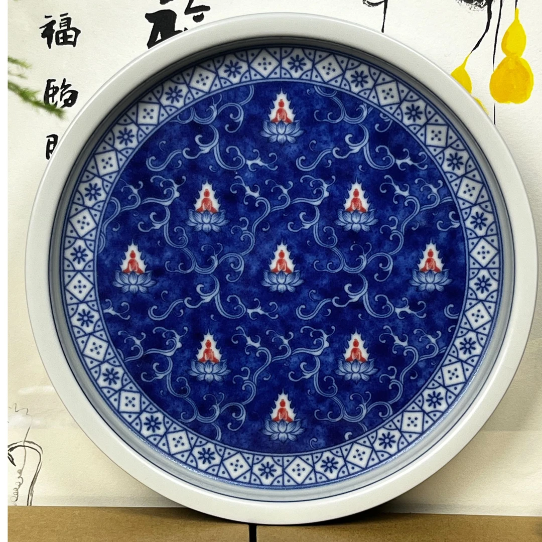 景德镇陶瓷青花釉里红坐连佛壶青花瓷承哑光釉高级感茶具釉下彩