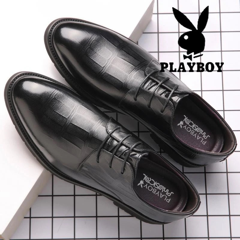花花公子皮鞋男士商务正装冬季高级感时尚爆款尖头西装结婚新郎鞋