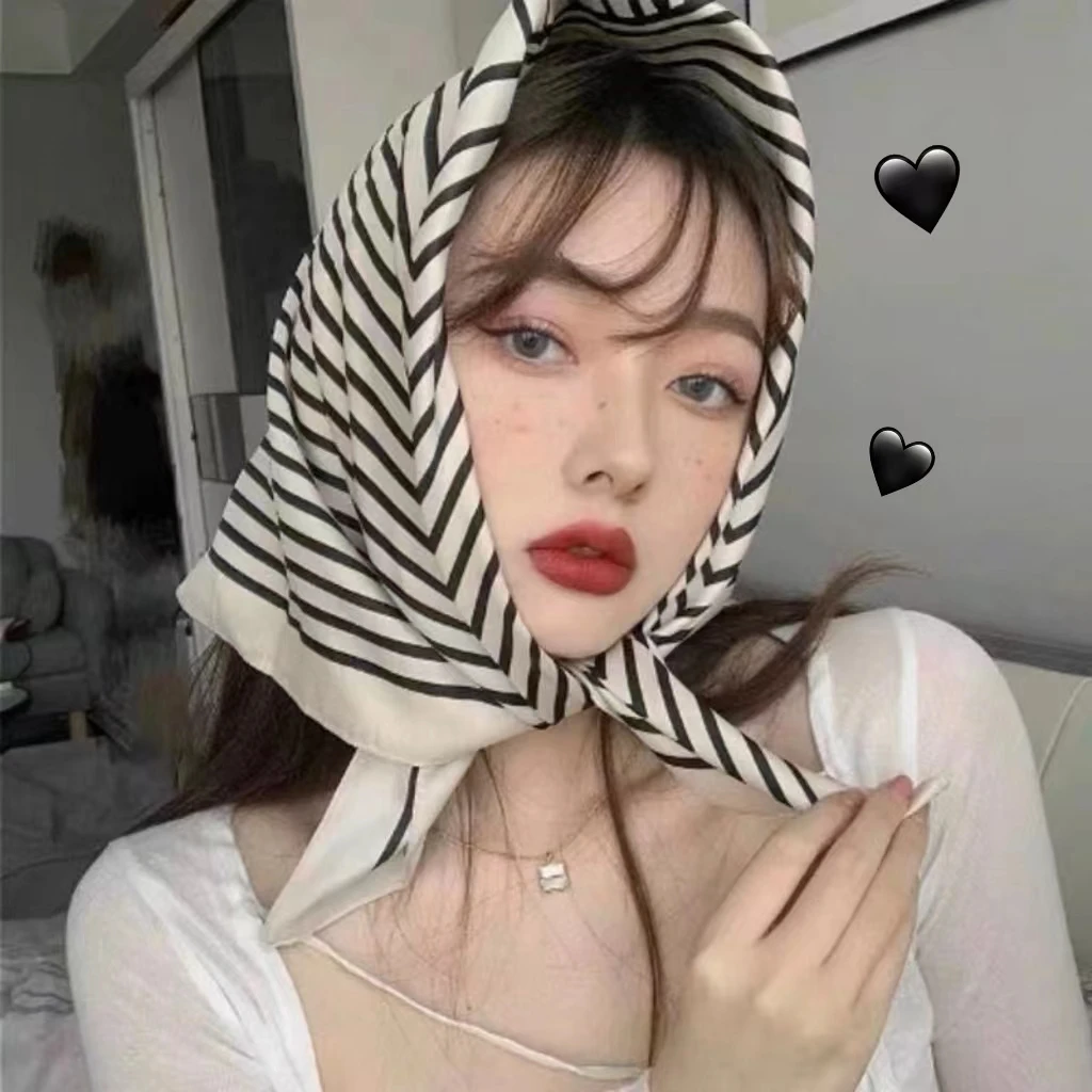 韩版新款复古防晒小丝巾百搭职业春秋小方巾头巾  女装饰领巾发带