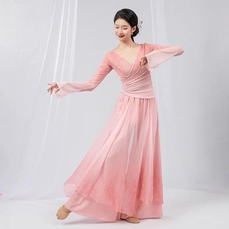 新款古典舞服装渐变飘逸身韵纱衣练功服中国舞民族演出服装女