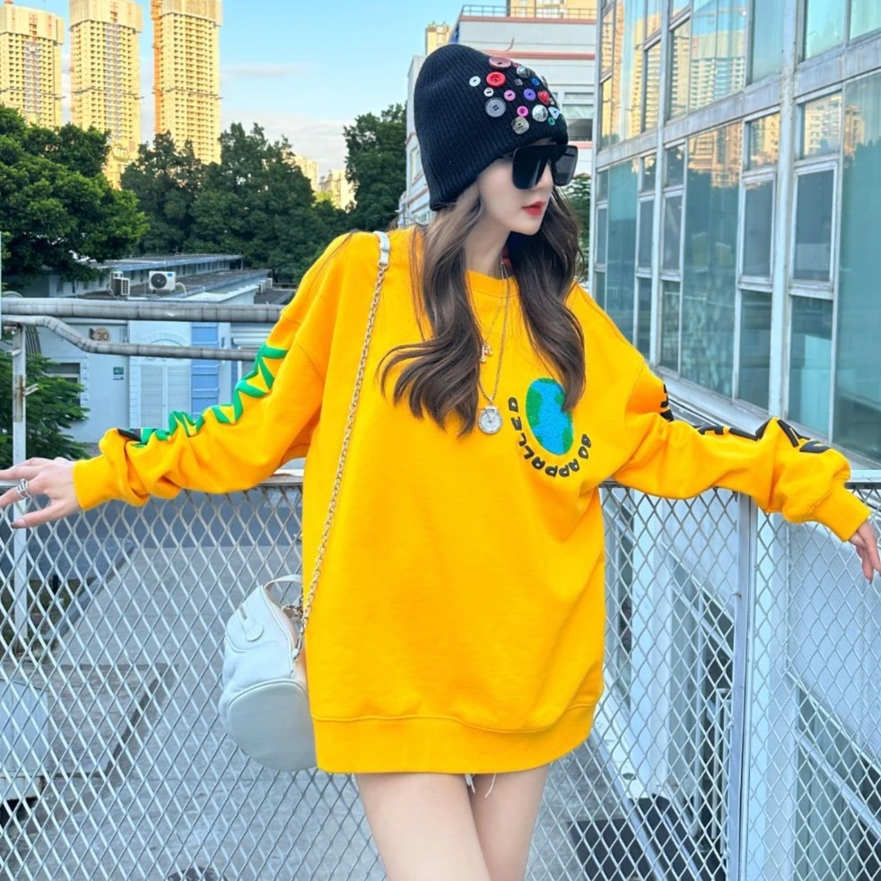 【地球卫衣】时尚保暖复古风潮流简约百搭上衣宽松长袖卫衣07-22169