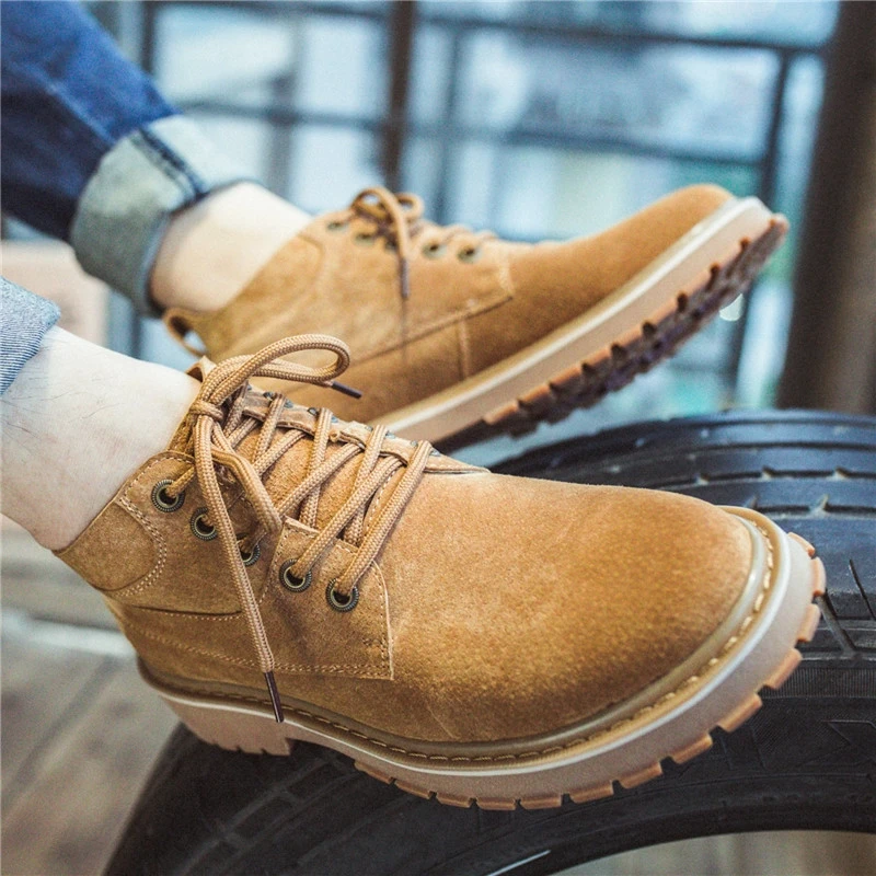 男士男款马丁靴中帮工装靴休闲复古真皮靴子耐磨英伦风男鞋