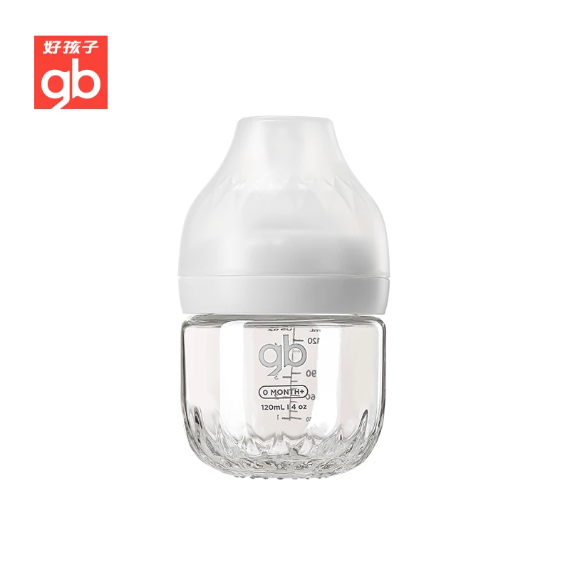 gb好孩子铂金系列玻璃奶瓶仿母乳设计耐高温无异味便携