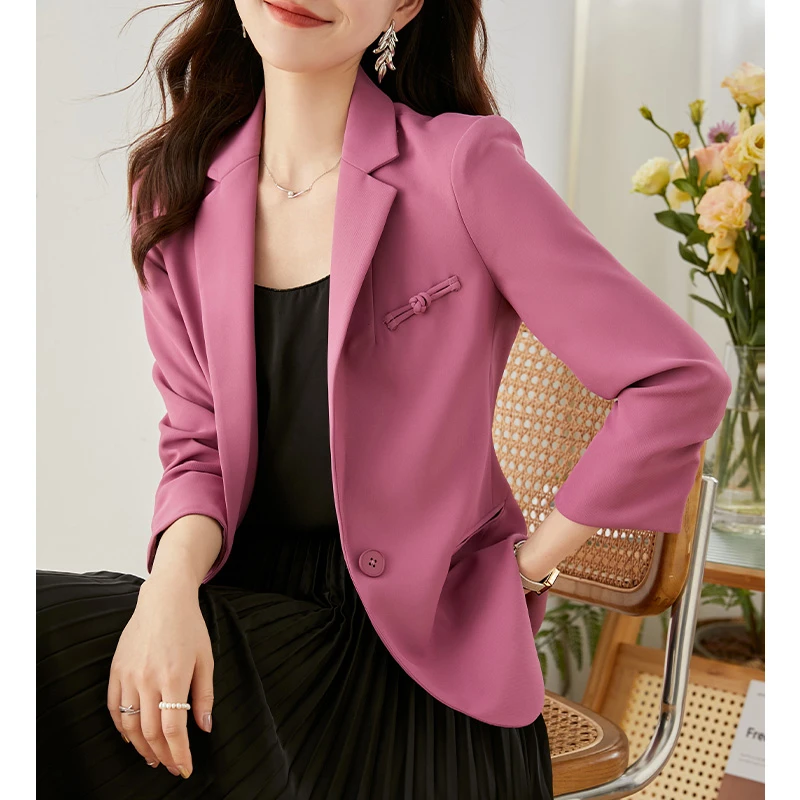 *梵希蔓国风盘扣修身西装外套百搭气质西服V7883