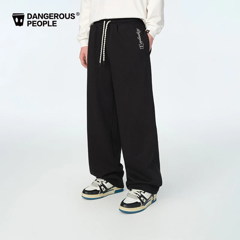 Dangerouspeople薛之谦dsp撞色绳刺绣直筒时尚潮流针织休闲裤