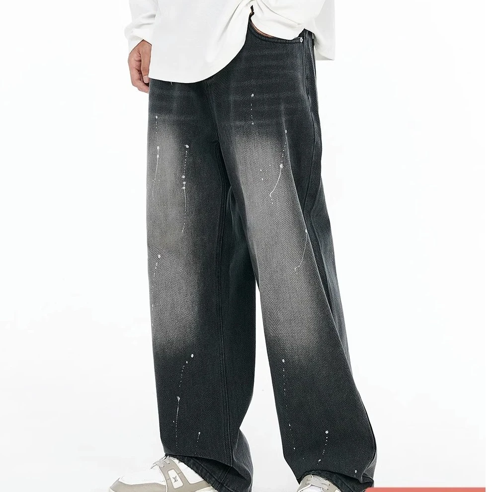 Dangerouspeople薛之谦dsp泼墨水洗牛仔裤直筒休闲长裤父亲节礼物