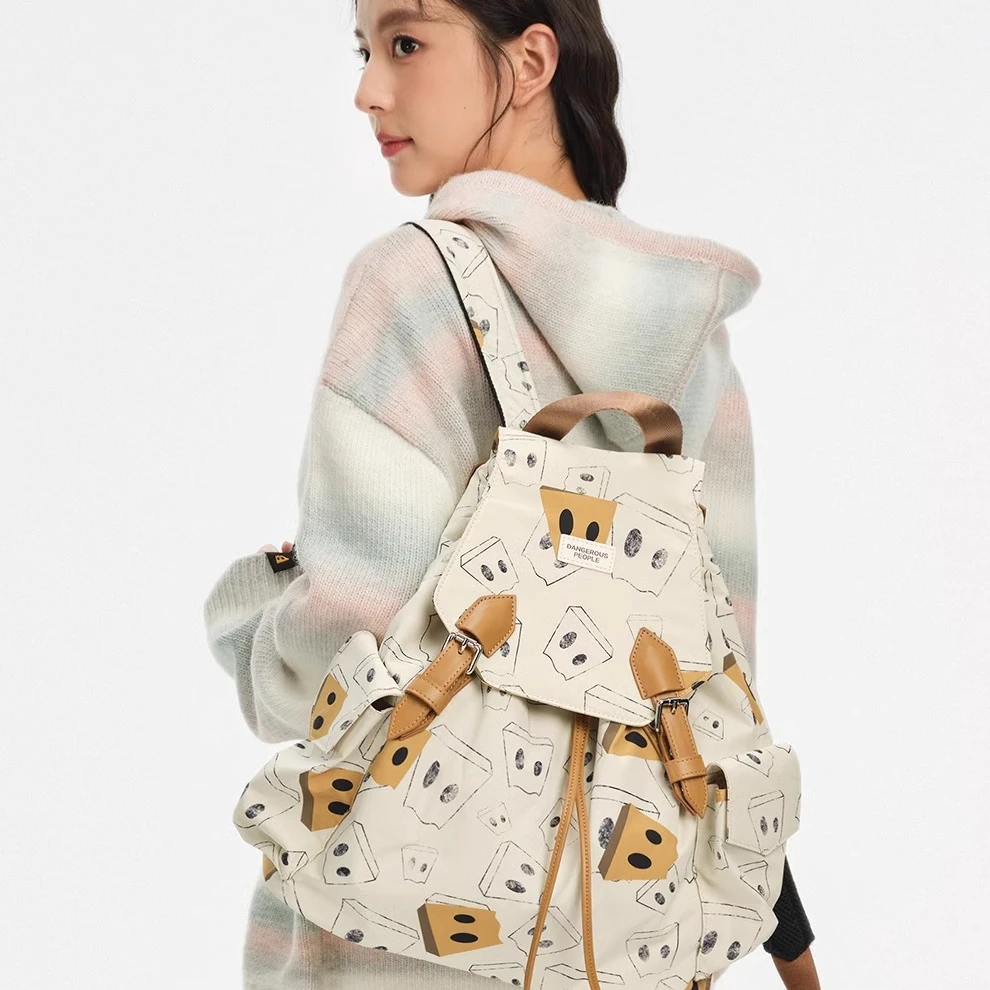 Dangerouspeople薛之谦dsp多功能满印pu尼龙背包通勤百搭旅行书包