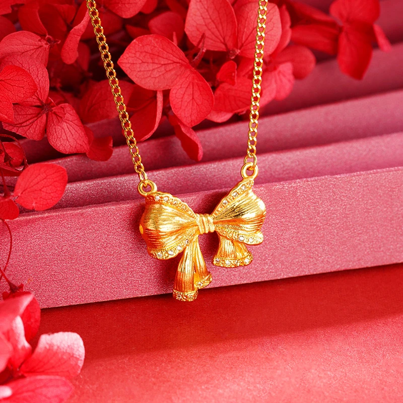 铜合金项链 在逃公主蝴蝶结碎钻项链网红直播爆款甜美百搭