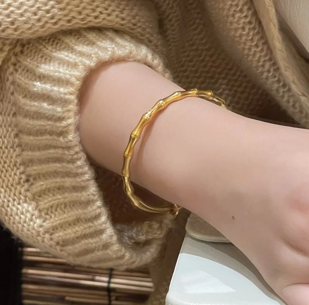 合金手链 竹节推拉手镯 婚庆新娘富贵竹子手镯 实心竹节手镯光面