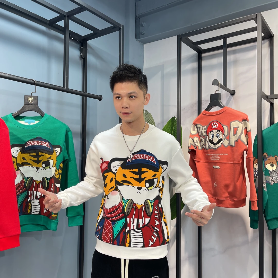 探戈服饰7232新款卡通虎加绒卫衣时尚百搭男女同款潮流上衣加厚